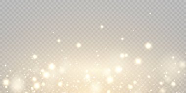 Yeni yıl tasarımı için şeffaf arka planda parlayan bir sürü parlak ışık efekti.