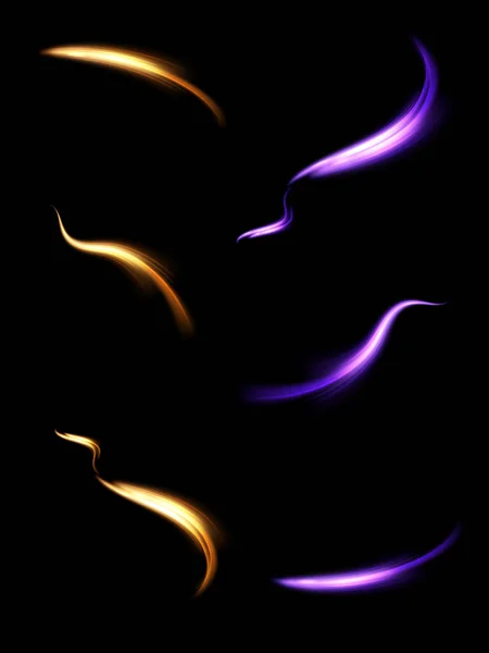 透明な背景に隔離された魔法の紫色の風のPngのお祝い 輝く星や塵と黄金の彗星のPng ウェブデザインの訓練 Png — ストックベクタ