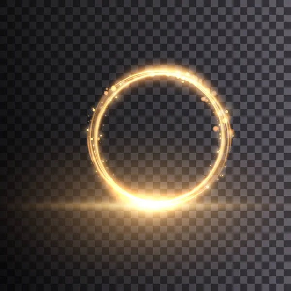 Векторный Круговой Луч Света Изолирован Прозрачном Фоне Светящийся Неоновый Световой — стоковый вектор