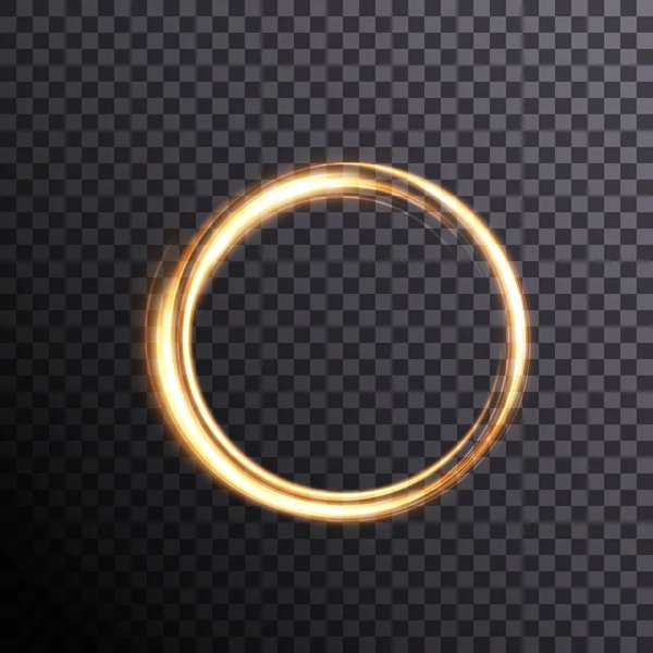 Векторный Круговой Луч Света Изолирован Прозрачном Фоне Светящийся Неоновый Световой — стоковый вектор