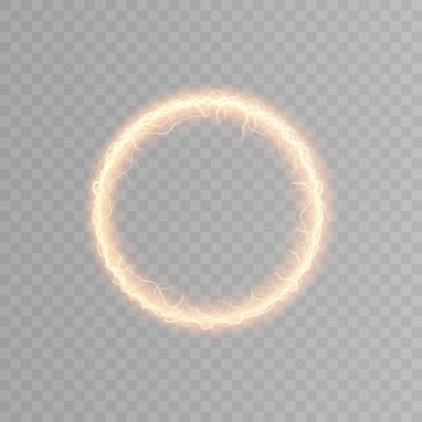 Parlak top yıldırımı bir halkada güçlü bir elektrik yükü. Metin reklamları, kartpostallar, ekran koruyucular, web siteleri ve oyunlar için boş alanı olan web tasarımı ögesi. Mordor. Vektör