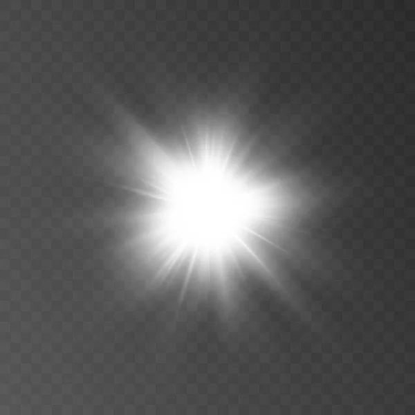 Świecące Światło Eksploduje Błysk Światła Promień Świecącego Słońca Specjalny Efekt — Wektor stockowy