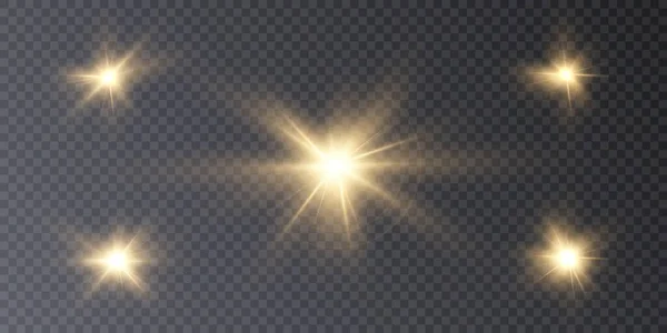 ハイライトと明るい金の星のセット ベクトルPng — ストックベクタ