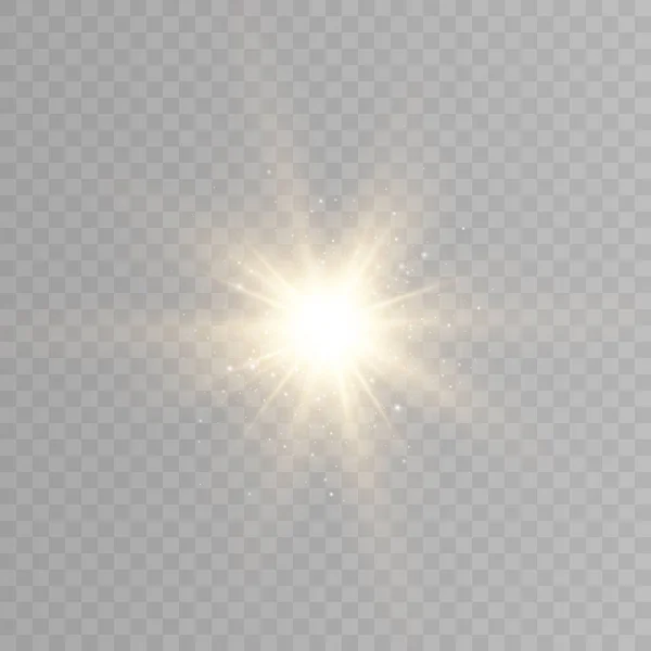 发光的光爆炸了 闪光了 灿烂的阳光的光芒 特殊的闪光效果 明亮的闪光 — 图库矢量图片