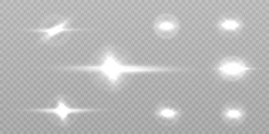 Beyaz güzel ışık şeffaf bir patlamayla patlar. Vektör, ışıltılı mükemmel efekt için parlak illüstrasyon. Parlak Yıldız. Parıltının şeffaf parlaklığı, parlak ışık.