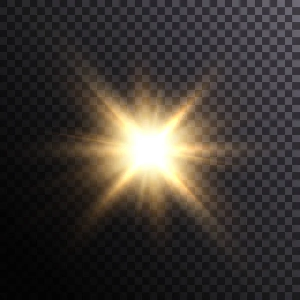 Bright Yellow Golden Glow Light Effect Rays Glare Vector Illustration — Stock Vector