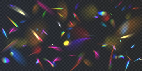 Bir Renk Kümesi Parlak Spektrum Işınları Lens Cam Mücevher Mücevher — Stok Vektör