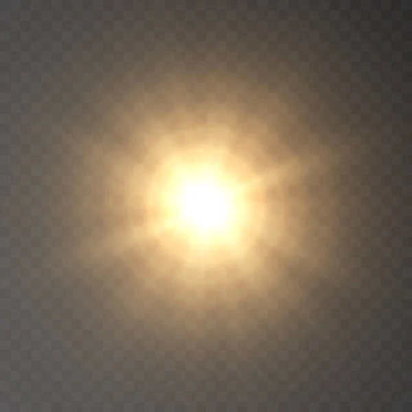透明な背景に輝くハイライトと明るい太陽 ベクトル勾配 — ストックベクタ