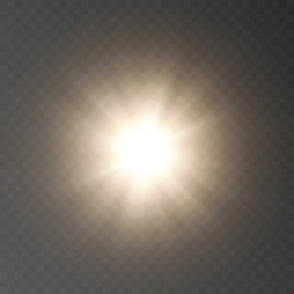 Φωτεινός Ήλιος Λαμπερές Ανταύγειες Διαφανές Φόντο Βαθμίδα Διανύσματος — Διανυσματικό Αρχείο