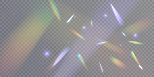 Realistische Diamant Reflectie Regenboog Licht Optisch Effect Kleurrijke Collectie Helder — Stockvector