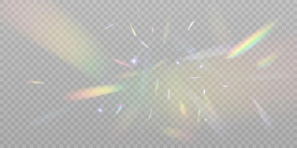 Ρεαλιστική Αντανάκλαση Διαμαντιού Οπτικό Εφέ Ουράνιου Τόξου Πολύχρωμη Συλλογή Φωτεινές — Διανυσματικό Αρχείο