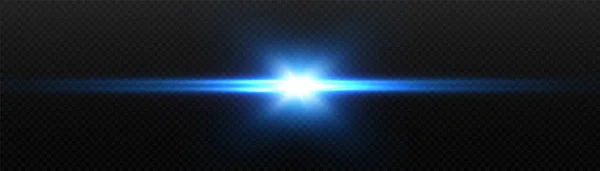 輝く光が爆発し 光は青に点滅します 輝く太陽のビーム 特殊グレアライト効果 明るい閃光 — ストックベクタ