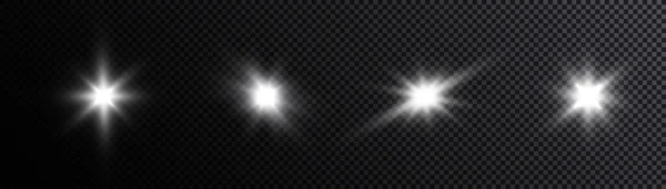 Vita Ljusblixtar Och Bländning Laserstrålar Ljus Vackra Ljusblixtar Glödande Ränder — Stock vektor