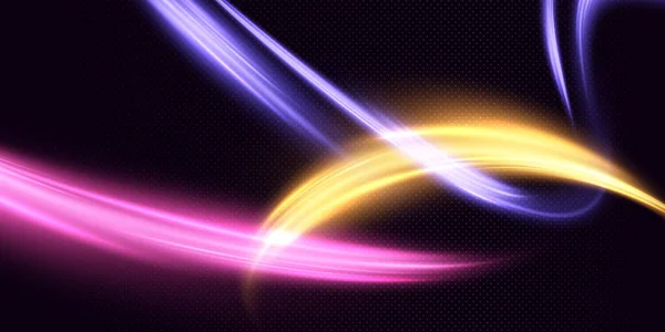 Lehký Vír Světelný Efekt Křivky Neonové Čáry Zářící Jasně Zlaté — Stockový vektor