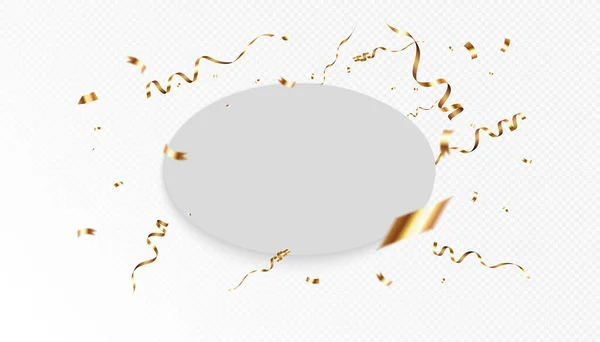 Vallende Glanzende Gouden Confetti Geïsoleerd Witte Achtergrond Heldere Feestelijke Goudkleurige — Stockvector