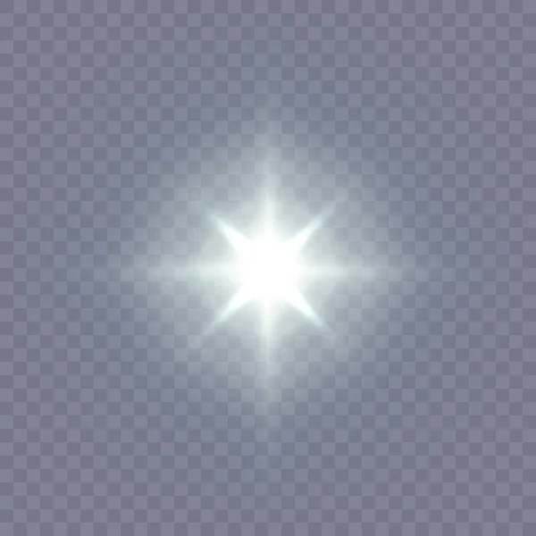 明るい日差しの影響 透明感のある背景に輝く金の星明るい光の効果 — ストックベクタ