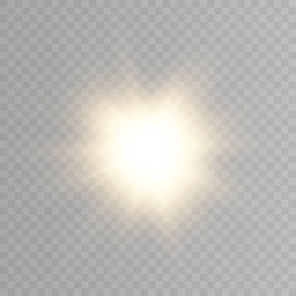 Matahari Cerah Dengan Kilauan Highlights Pada Latar Belakang Transparan Gradien - Stok Vektor