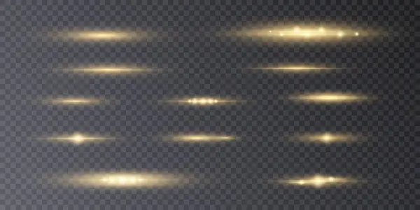 Altın renkli vektör illüstrasyonu. Işık etkisi. Soyut lazer ışınları. Kaotik neon ışınları
