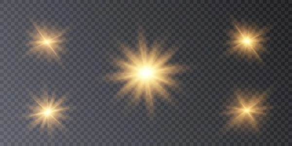 Λαμπερό Φως Εκρήγνυται Φως Λάμψη Χρυσό Χρώμα Δέσμη Του Ήλιου — Διανυσματικό Αρχείο