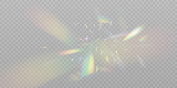 Regenboog Overlay Textuur Holografische Vallende Confetti Geïsoleerd Transparante Achtergrond Een — Stockvector