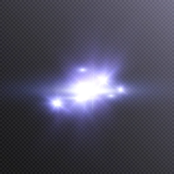 Lumière Éclatante Explose Lumière Clignote Bleu Rayon Soleil Qui Brille — Image vectorielle
