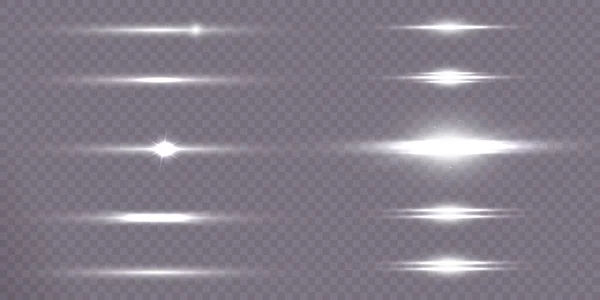 Horisontella Ljuseffekter Kallt Skimrande Genomskinligt Ljus Transparent Bakgrund — Stock vektor