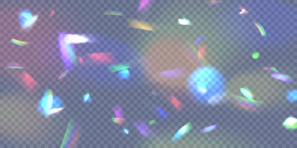Ρεαλιστική Αντανάκλαση Διαμαντιού Οπτικό Εφέ Ουράνιου Τόξου Πολύχρωμη Συλλογή Φωτεινές — Διανυσματικό Αρχείο