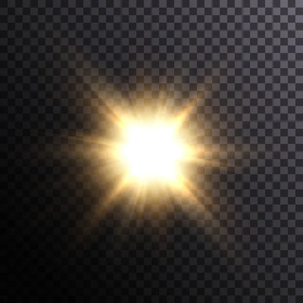 透明な背景に輝くハイライトと明るい太陽 ベクトル勾配 — ストックベクタ