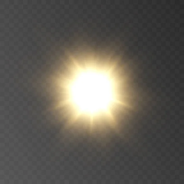 Яскраве Сонце Мерехтливим Підсвічуванням Прозорому Фоні Векторний Градієнт — стоковий вектор
