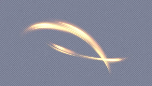 Легкий Вихор Світловий Ефект Кривої Неонової Лінії Сяючі Яскраві Золоті — стоковий вектор
