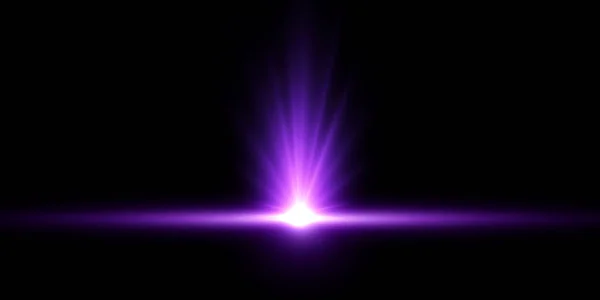 水平光の効果 透明な背景に紫色の輝く半透明の光 — ストックベクタ