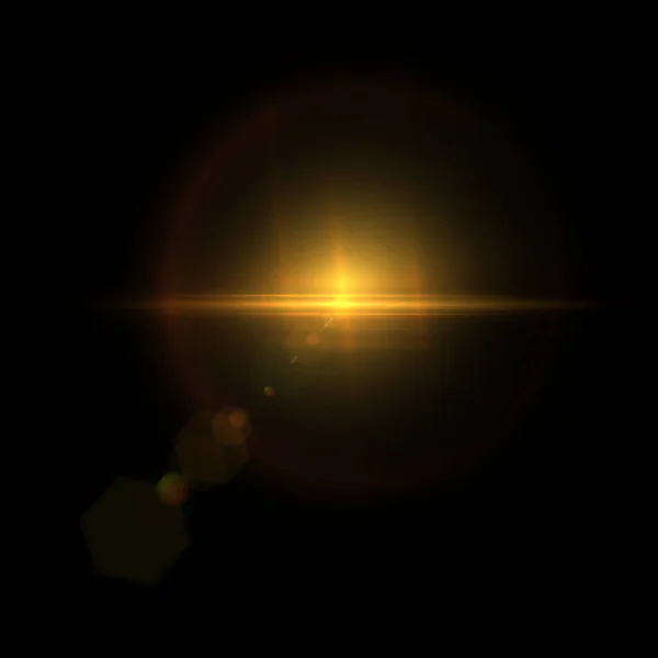 光線とグレアの明るい光効果は ベクトルイラストのための黄金の光で輝きます — ストックベクタ