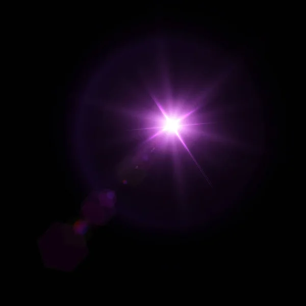 ビームとハイライトの明るい光効果は ベクトルイラストのための紫色の光で輝きます — ストックベクタ
