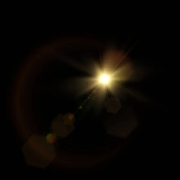 Soleil Réaliste Avec Des Rayons Des Reflets Brille Lumière Dorée — Image vectorielle