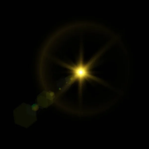 Реалістичне Сонце Променями Відблисками Сяє Золотим Світлом Векторні — стоковий вектор