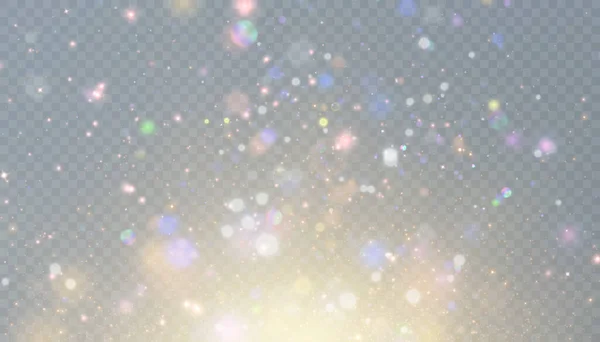 Effet Lumineux Lumineux Avec Beaucoup Particules Brillantes Isolées Sur Fond — Image vectorielle