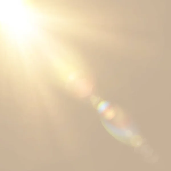 Realistische Sonne Mit Strahlen Und Blendung Leuchtet Mit Goldenem Licht — Stockvektor