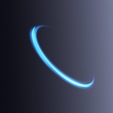 Şeffaf bir arkaplanda dinamik ışık kaynaklarının vektör çizimi. Işık soyutlamasında yüksek hız. Soyut ışık girdabı. Web tasarımı, oyun tasarımı için. Vektör