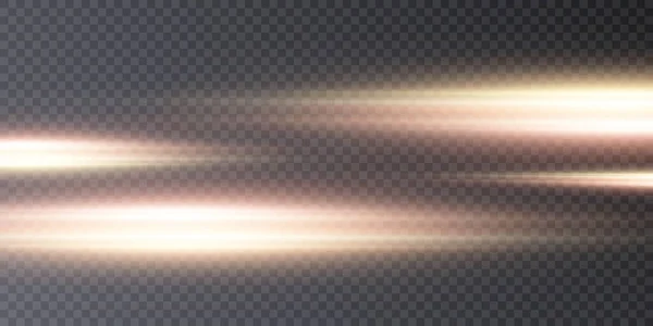 Abstrakt Gul Blixt Och Laserstrålar Isolerad Transparent Svart Bakgrund Vektor — Stock vektor