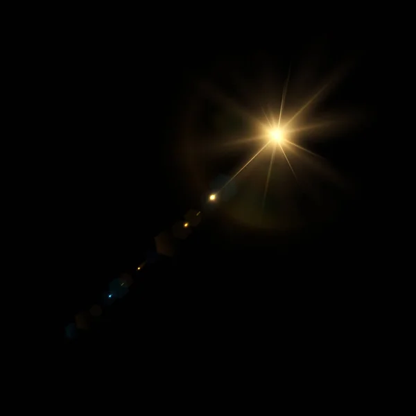 Soleil Brillant Avec Des Reflets Chatoyants Sur Fond Noir Gradient — Image vectorielle