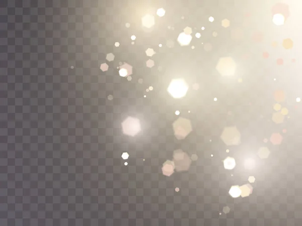 Легкий Эффект Большим Количеством Блестящих Бликов Сияющих Прозрачном Фоне Новогоднего — стоковый вектор