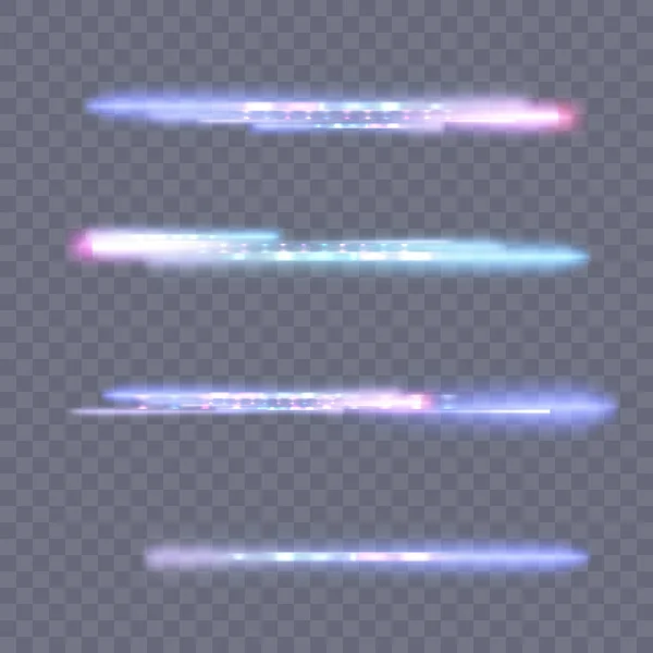 高速光运动 闪烁畸变和光折射 金刚石折射时光束的微线 激光的光迹 — 图库矢量图片