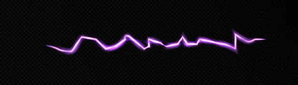 1泊雷雨 電気エネルギー 電気ショック 魔法のエネルギーのフラッシュ中に雷 紫色の落雷 強力なパースペクティブ放電 ライトスパークストームフラッシュ雷雨 ベクトル — ストックベクタ