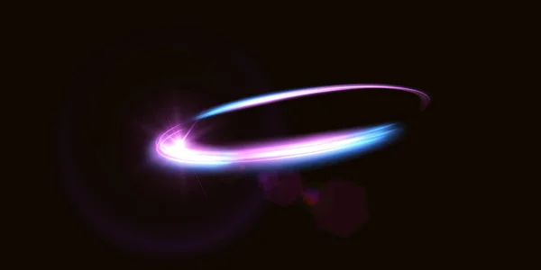 Abstracte Neon Blauw Violette Ring Een Heldere Pluim Van Lichtgevende — Stockvector