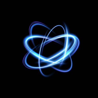 Atom parçacığı ışık etkisi. Atom yapısı bilim işareti. Gradyan atom vektörü modeli.