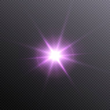 Parlak güneş, sıcak ışınlarla ışıldar, vektör çizimi, şeffaf bir arkaplanda altın yıldız parıldar. Işık, güneş, pırıltı. Web tasarımı ve illüstrasyonlar için vektör.