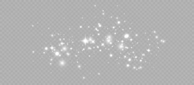Şeffaf arkaplanda izole edilmiş bir sürü parlak, parıldayan parçacık ile ışık efekti. İllüstrasyonları karşılamak için Yeni Yıl için toz bulutu.