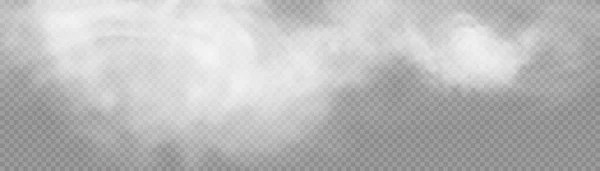 白色的矢量云 烟雾在透明的背景上 乌云密布的天空或笼罩在城市上空 — 图库矢量图片