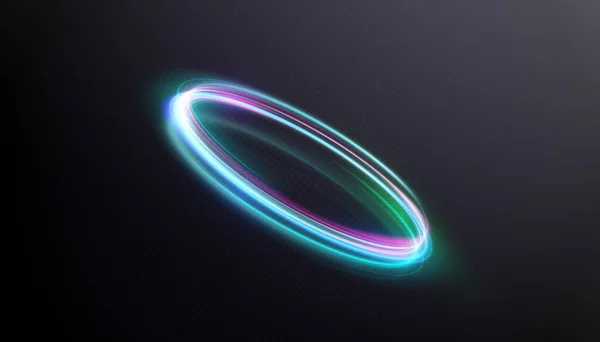 抽象的なネオンリング 高速の螺旋状の動きに渦巻く明るい光線の跡 黄金の渦の光 黄金の線の光の効果をカーブ — ストックベクタ