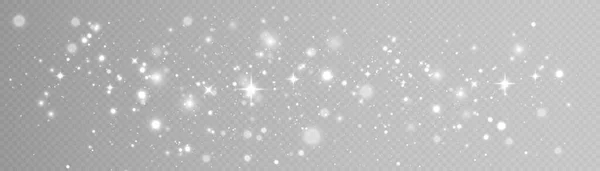透明な背景に多くの光沢のある輝く粒子と光の効果 塵とベクトル星雲 — ストックベクタ